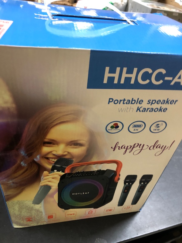 Photo 1 of Karaoke Machine,Portable Karaoke Speaker with 2 Wireless Microphones,Karaoke Machine for Adults & Kids,Bluetooth Speaker Supports TWS/USB/REC/FM/AUX in,TF Card for Home Party