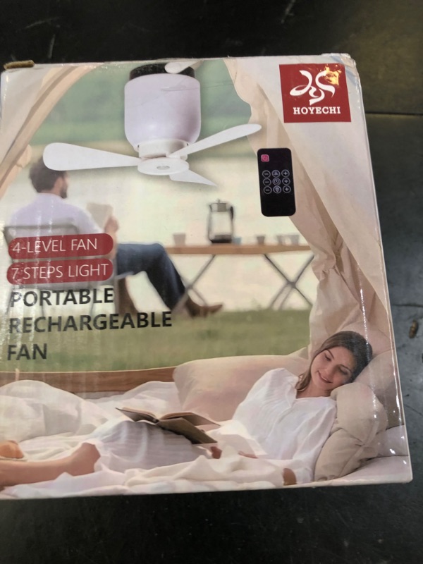 Photo 1 of HOYECHI Camping Accessories Fan with Light - Portable Rechargeable Tent Fan with 8000mAh Battery, Remote Control & Hanging Hook - Cool Camping Gear for Tents, Outdoor, RV & Car Essentials