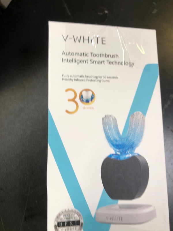 Photo 1 of V-WHITE Ultrasonic U-Shaped Toothbrush for Teeth Whitening, Electric Toothbrush For Adults - 360° Mouth Cleansing, Hands Free Gums Protection - Wireless Charging & LED Light -Waterproof IPX7 Certified