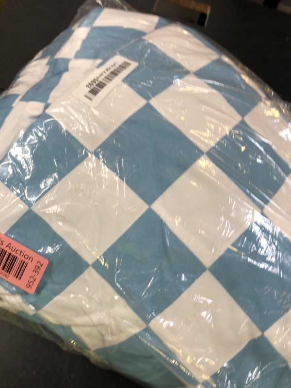 Photo 1 of Houseri Plaid Blue and White Duvet Cover Queen Light Blue Checkerboard Bedding Sets Full Size Teen Boys Girls Baby Blue Grid Modern Aqua Blue Buffalo Checkered Duvet Cover Queen Water Blue Bedding