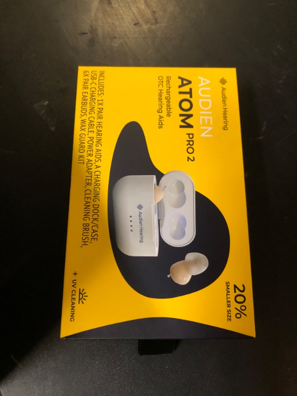 Photo 1 of Audien ATOM PRO 2 Wireless Rechargeable OTC Hearing Aid, Premium Comfort Design and Nearly Invisible