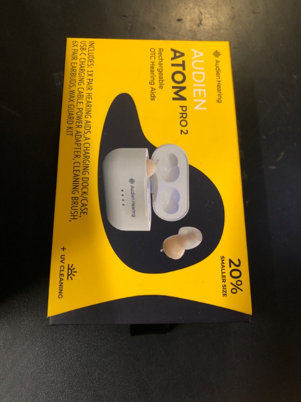 Photo 1 of Audien ATOM PRO 2 Wireless Rechargeable OTC Hearing Aid, Premium Comfort Design and Nearly Invisible