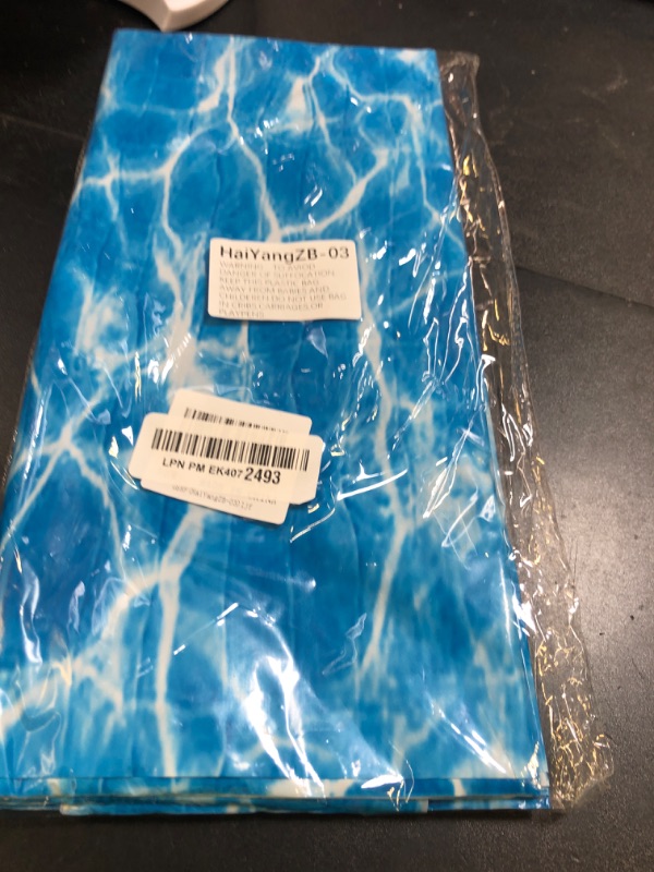 Photo 1 of Kesfey 3 Packs Ocean Wave Tablecloths 54 x 108 Inch Water Print Table Cover Splashproof Plastic Ocean Party Table Cloths with Sea Backdrop for Beach Birthday Party Decoration Shower Supplies
