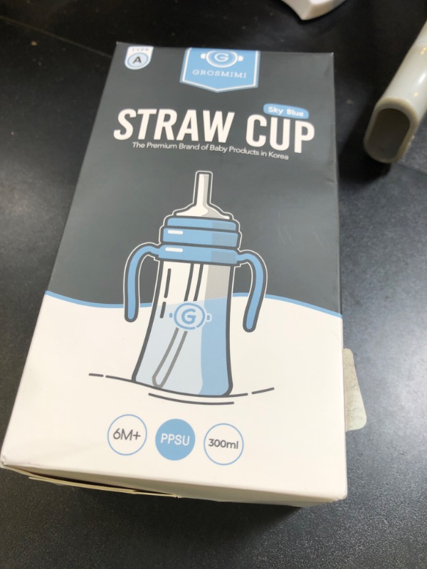 Photo 1 of GROSMIMI Spill Proof no Spill Magic Sippy Cup with Straw with Handle for Baby and Toddlers, Customizable, PPSU, BPA Free 10 oz (Sky blue)