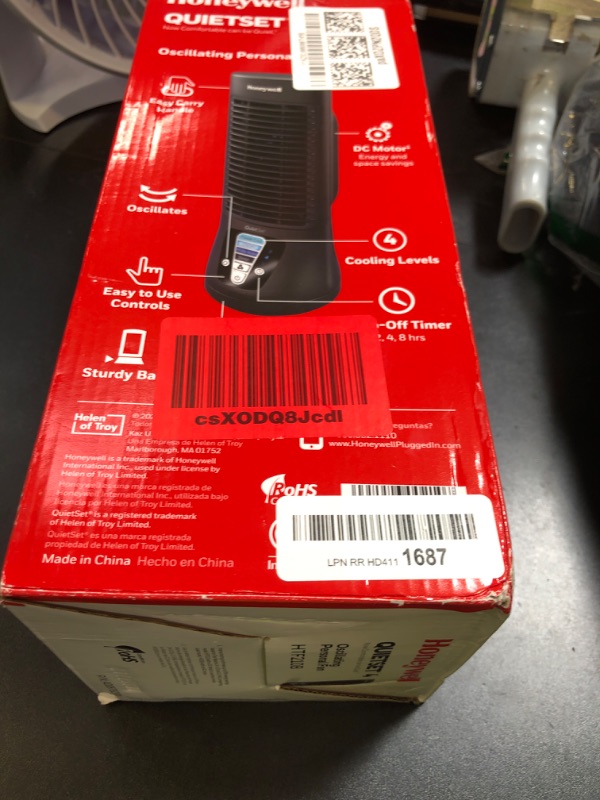 Photo 1 of Honeywell HTF210B QuietSet Personal Table Fan, Black – Oscillating Personal Fan with Quiet Operation and 4 Levels of Power and Sound
