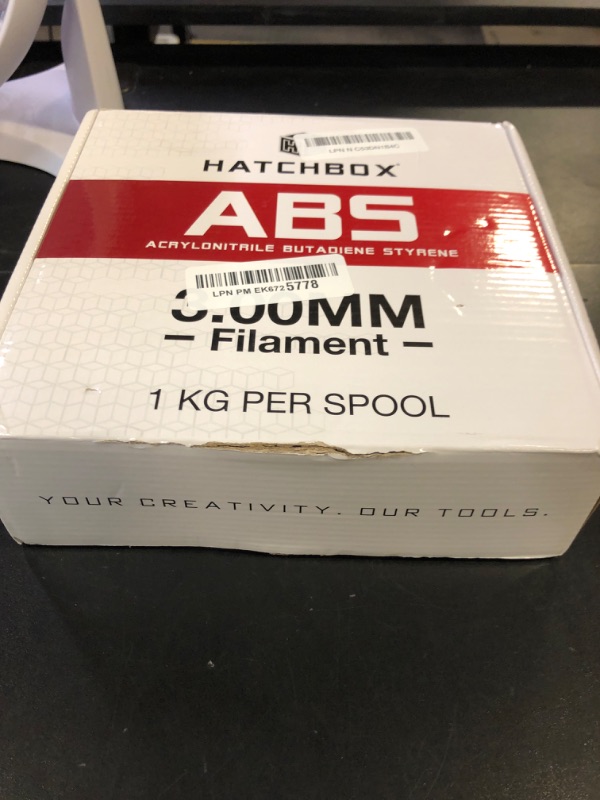 Photo 1 of HATCHBOX ABS 3D Printer Filament, Dimensional Accuracy +/- 0.05 mm, 1 kg Spool, 3.00 mm, Black