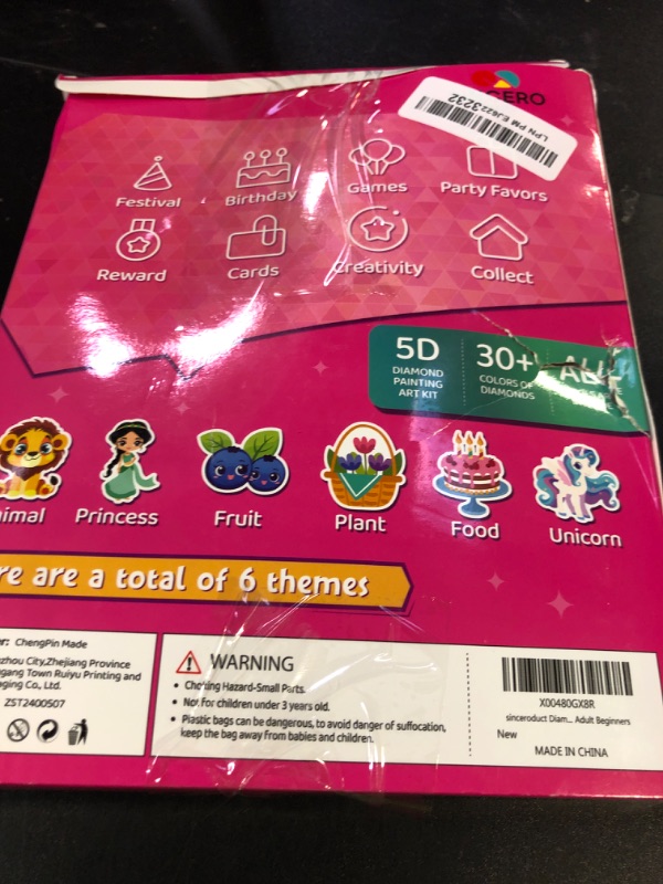 Photo 1 of sinceroduct 60 Pcs 5D Diamond Art Stickers for Kids, 6 Theme Designs Diamond Art Kits and Diamond Painting for Kids, Diamond Art Accessories Best Gift for Girls Boys