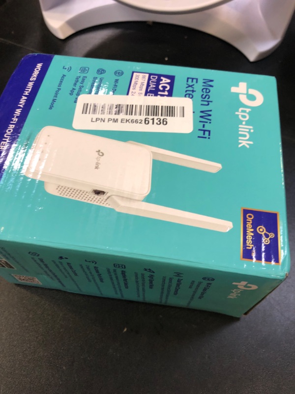 Photo 1 of TP-Link AC1200 WiFi Extender, 2025 Wirecutter Best WiFi Extender, 1.2Gbps home signal booster, Dual Band 5GHz/2.4GHz, Up to 1600 Sq.ft and 32 Devices, EasyMesh Compatible, One Ethernet Port (RE315)