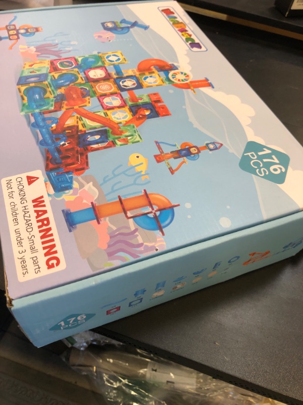 Photo 1 of MAGBLOCK Magnetic Tiles 176Pcs Marble Run Children's Educational Toys for Developing Mathmatics and Physics Skills and for Developing Creativity and Imagination Toys for Kids Age 8 9 10+ Years Old