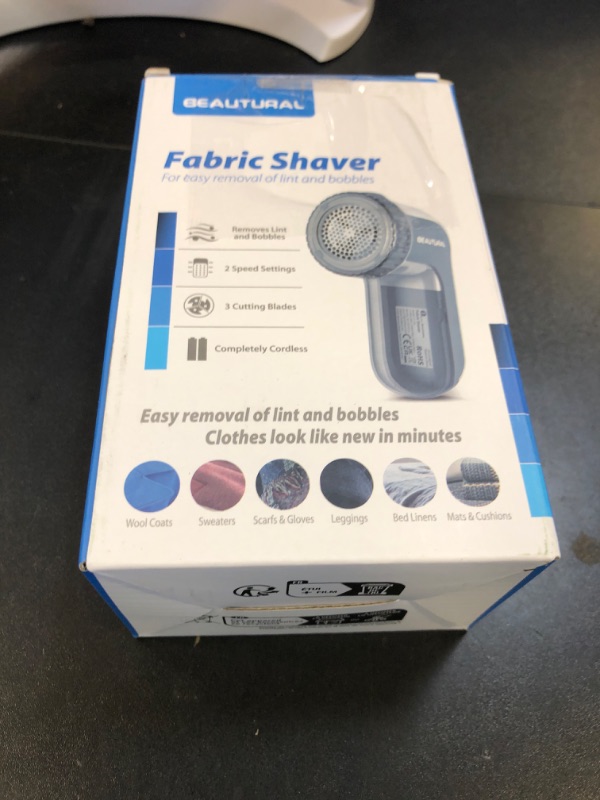 Photo 1 of BEAUTURAL Fabric Shaver and Lint Remover, Sweater Defuzzer with 2-Speeds, 2 Replaceable Stainless Steel Blades, Battery Operated, Remove Clothes Fuzz, Lint Balls, Pills, Bobbles Gray