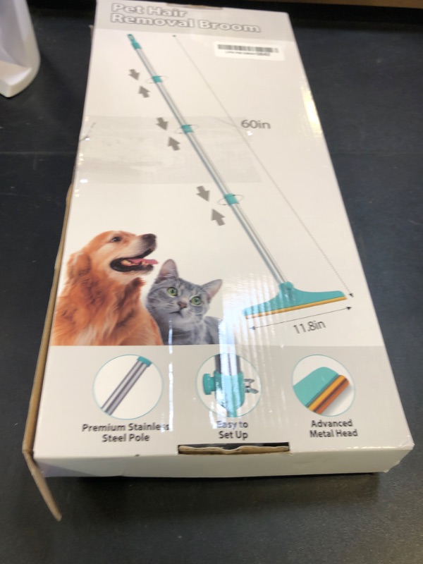 Photo 1 of Carpet Rake for Pet Hair Removal - Reusable Pet Hair Remover, 60” Adjustable Long Handle Cat Dog Carpet Rake Scraper, Dog Hair Rake Brush for Rugs, Mats, Couch