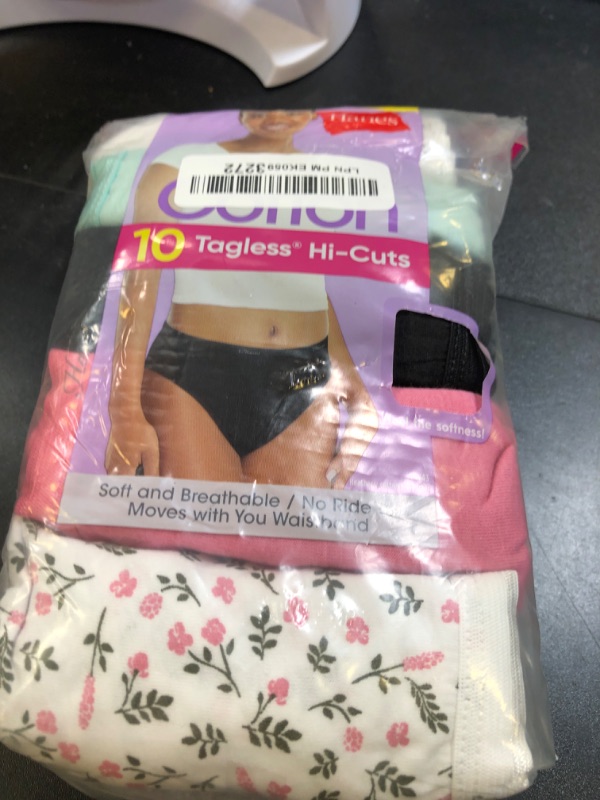 Photo 1 of Hanes Womens Hi-cut Cotton Underwear, Value 10-pack, Assorted High-waisted Panties (Colors May Vary) Briefs-underwear, Solid/Print Mix, 10 US