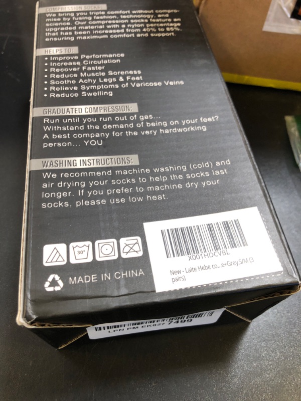 Photo 1 of Laite Hebe compression socks,Black+White+Grey,S/M (3 pairs)