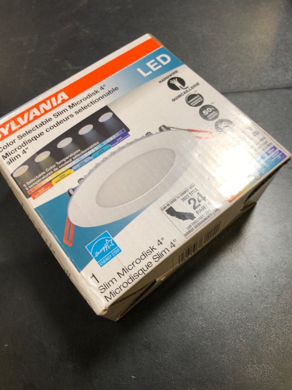 Photo 1 of SYLVANIA LED 4" Slim Microdisk, Junction Box Recessed Downlight Kit, 13W, Dimmable, 5 CCT Color Select (2700K / 3000K / 3500K / 4000K / 5000K), 90 CRI - 1 Pack (61404)
