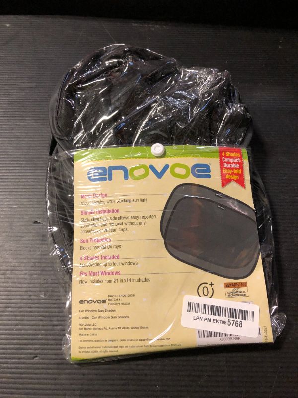 Photo 1 of Enovoe Car Window Shades for Baby (4 Pack) - 21"x14" - Sun Shade Blocker, Cling - Glare Shield and UV Rays Protection for Your Child - Side Window Screens for SUV- Mesh Window Shades for car Baby
