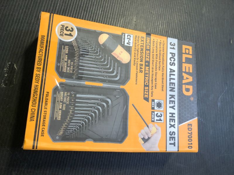 Photo 1 of 31-Piece Hex Key Set - Allen Wrench Set, SAE and Metric Allen Keys MM(0.7mm-10mm) SAE(0.028"-3/8) Heat-Treated, Torque Handle, High Leverage, Long & Short Keys, Easy Organization
