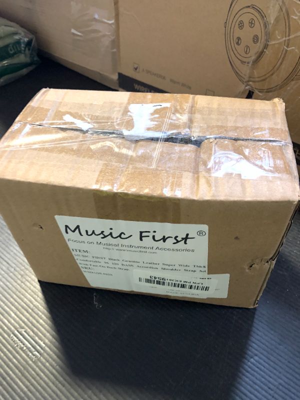 Photo 1 of MUSIC FIRST Black Genuine Leather Super Wide Thick Comfortable 96 120 BASS Accordion Shoulder Strap Set Accordion Belt With FAST-ON BACK STRAP