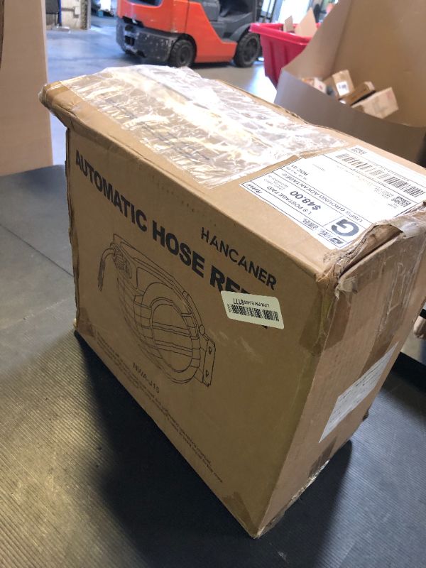 Photo 1 of Air Hose Reel 50 FT Retractablel, 3/8 IN x 50 FT Hybrid Hose Air Compressor Hose Reel Max 350 PSI with 5 FT Lead in, Ceiling/Wall Mount Enclosed Air Reel, 180° Swivel Mount
