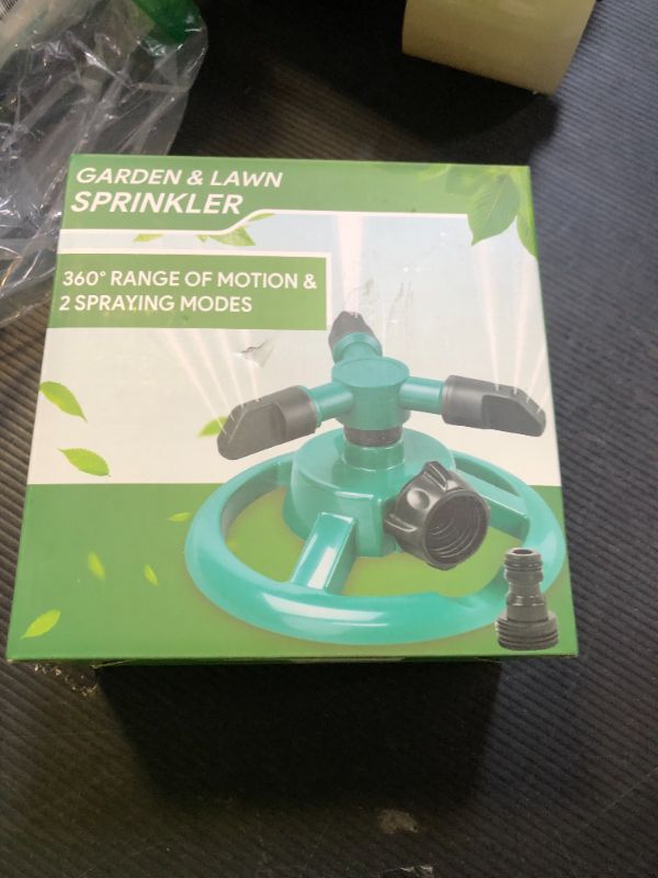 Photo 1 of Garden Sprinkler, Adjustable 360 Degree Rotation Lawn Sprinkler, Large Area Coverage, Multipurpose Yard Sprinklers for Plant Irrigation and Kids Playing