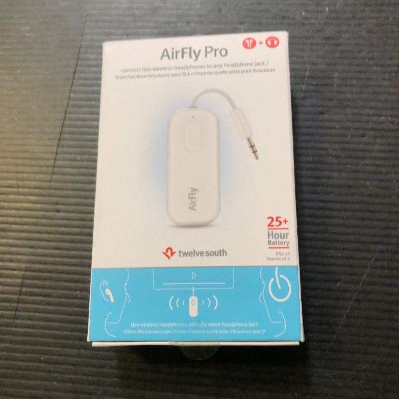 Photo 1 of Twelve South AirFly Pro | Bluetooth Wireless Transmitter/Receiver Adapter for 2 Headphones, Audio Sharing, Compatible with 3.5mm aux Jack for Airplanes, TV, Gym, Stereo, and Travel, 25+ Hr Battery