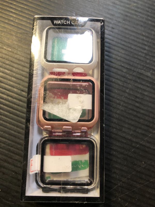 Photo 1 of EWUONU 3 Pack Case Compatible with Apple Watch SE 3 Series 6/5/4 40mm with Tempered Glass Screen Protector, Hard PC Full Coverage Ultra-Thin HD Bumper Cover for iWatch 40mm,Rose Gold/Pink/Clear