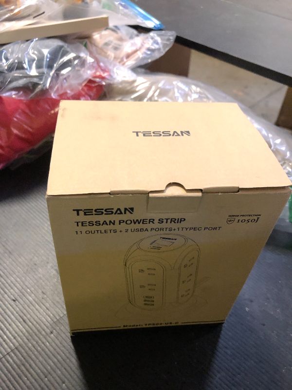 Photo 1 of Tower Power Strip Flat Plug with 11 Outlets 3 USB (1 USB C), TESSAN Surge Protector Tower 1625W/13A,1050J Protection, 6 Feet Extension Cord with Multiple Outlets, Office Desk Supplies, Dorm Essentials
