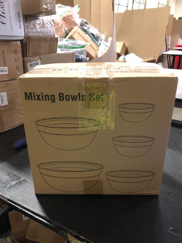 Photo 1 of WEPSEN Mixing Bowls Set, 27PCS Khaki Mixing Bowls With Lids Set Stainless Steel Kitchen Large Nesting Metal Bowl 7QT to 1.5QT, Measuring Cups and Spoons for Prepping Cooking Serving