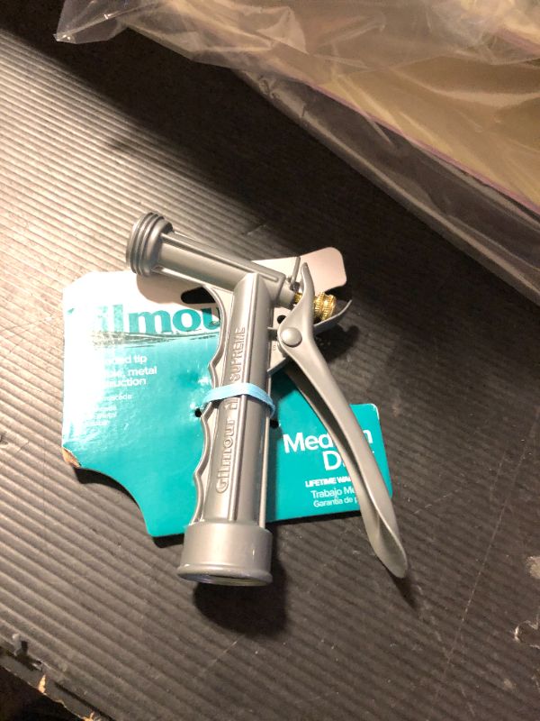 Photo 1 of Gilmour Full Size Zinc Pistol Grip Nozzle with Threaded Front, Silver (857302-1001)