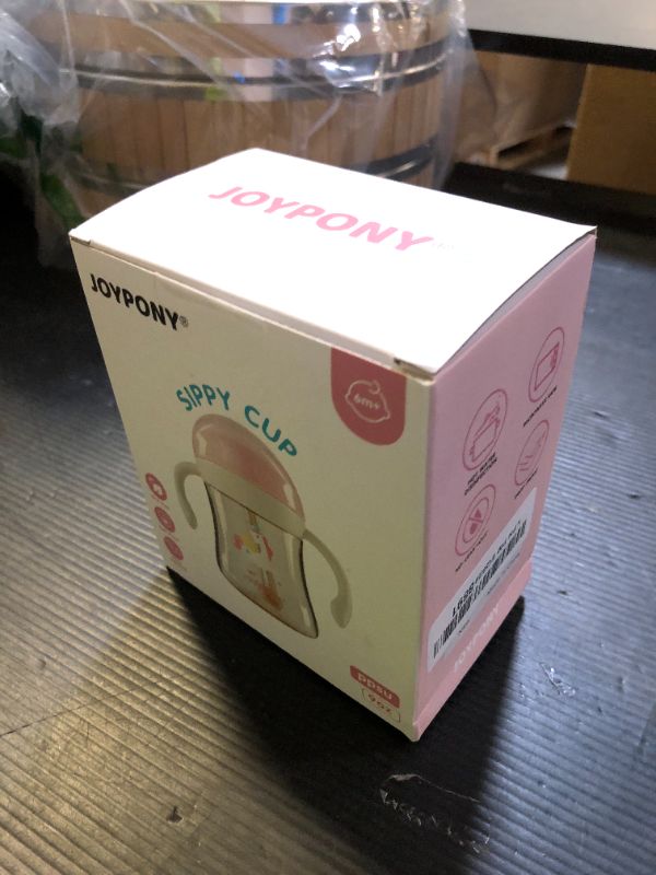 Photo 1 of Joypony Sippy Cups for Toddlers 1-3, Spill Proof Weighted Straw Cup with Handle for Baby 6 Months + old, 2 Silicone Straws, PPSU, BPA Free, 9 oz (Pink)