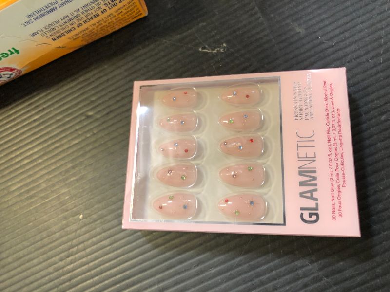 Photo 1 of Glamnetic Press On Nails - North Star | Semi-Transparent 3D Multicolor Gems Short Almond Fake Nails, Reusable | 15 Sizes - 30 Nail Kit