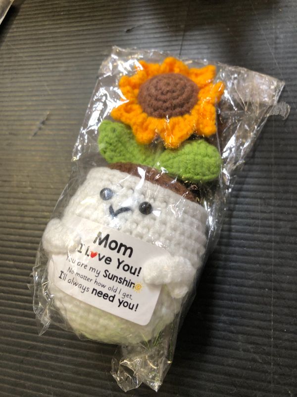 Photo 1 of Qunland Gifts for Mom, Birthday Gift for Mom, Handmade Crochet Flowers Sunflower for Home Office Desk Decoration, I Love You Gifts for Moms Mama from Daughter Son Kids, Mothers Day, Xmas Present Idea