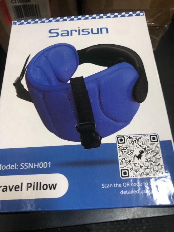 Photo 1 of SARISUN Travel Pillows for Airplanes, Airplane Pillow for Long Flight, Airplane Head Strap with Eye Mask for Sleep, Travel Neck Pillow for Car Road Trip, 360° Support Headrest, Stop Bobblehead, Black