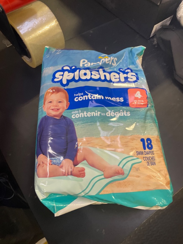 Photo 1 of Pampers Swim Diapers - Splashers - Size 4, 18 Count, Gap-Free Disposable Baby Swimming Pants