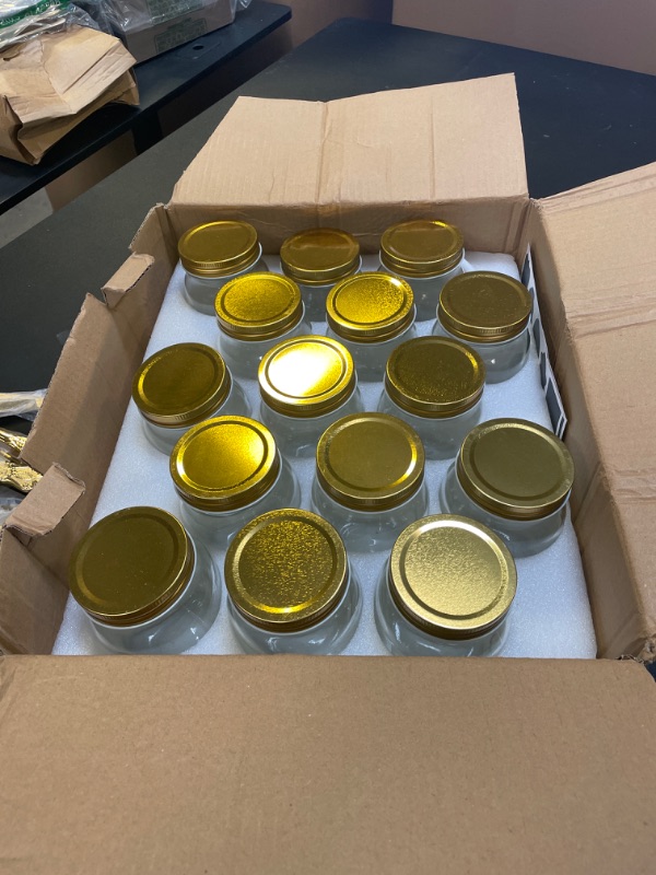 Photo 1 of 16 oz Mason Jars With Lids Regular Mouth 15 Pack-16 oz Glass Jars with Gold Lids,Bulk Pint Clear Glass Jars For Meal Prep, Food Storage With 20 Labels