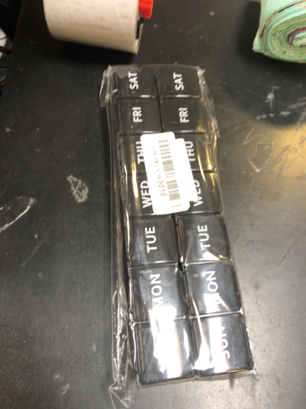 Photo 1 of 2 Pack Weekly Pill Organizer, Large 7 Day Pill Case, Daily Vitamin Case Medicine Box, AM/PM Pill Containers for Medicine Supplements Fish Oil?White & Black?