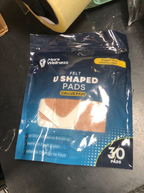 Photo 1 of Mars Wellness U-Shaped Callus Pads for Feet, 1/4" Thick, Flesh Colored, Pack of 30 with Adhesive Backing - Callus Remover for Feet, Callus Cushions