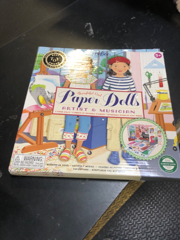 Photo 1 of eeBoo: Musician and Artist Paper Doll Reusable Set, comes with a 2 Sided Stand-up Scene, Heavy Duty board, Perfect for Ages 5 and up