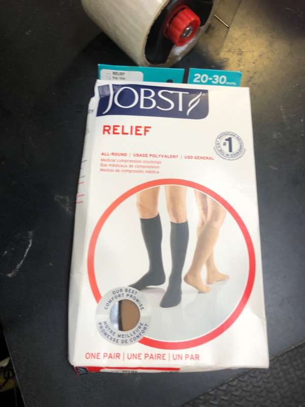 Photo 1 of JOBST Relief 20-30 mmHg Compression Stockings, Knee High, Closed Toe | Compression Socks for Women/ Men for Tired, Aching or Swollen Legs, Minor Varicosities | Beige, Medium