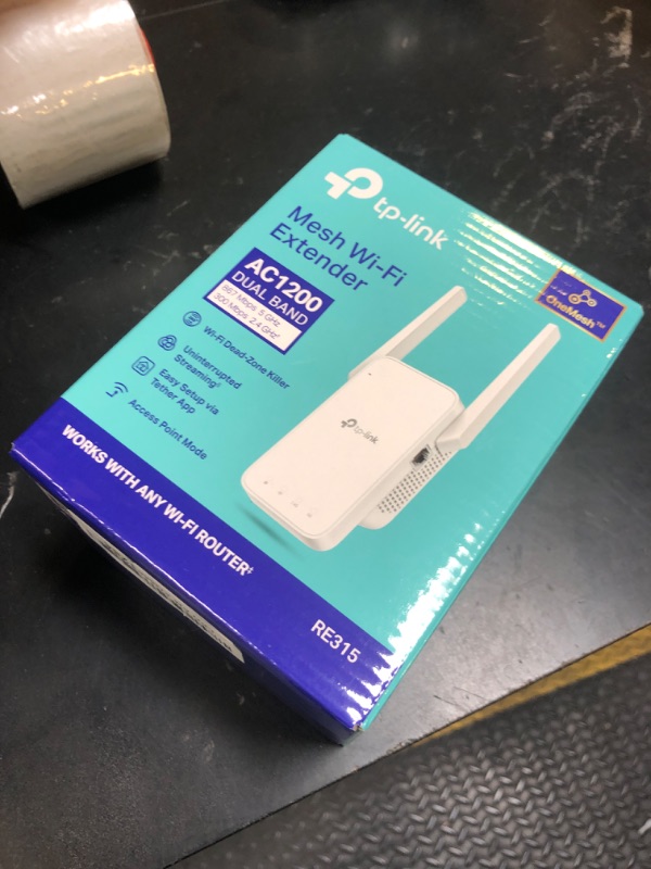 Photo 1 of TP-Link AC1200 WiFi Extender, 2025 Wirecutter Best WiFi Extender, 1.2Gbps Home Signal Booster, Dual Band 5GHz/2.4GHz, Up to 1600 Sq.ft and 32 Devices, EasyMesh Compatible, One Ethernet Port (RE315)