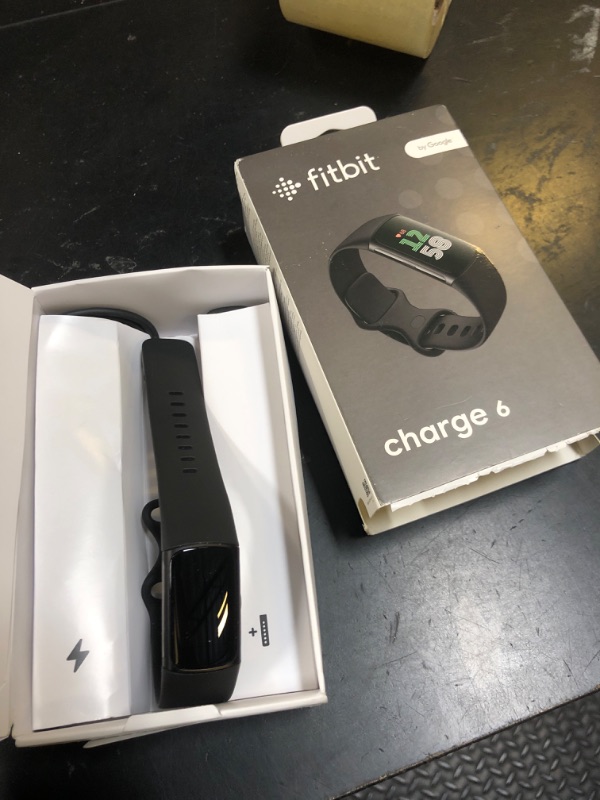 Photo 1 of Fitbit Charge 6 Fitness Tracker with Google apps, Heart Rate on Exercise Equipment, 6-Months Premium Membership Included, GPS, Health Tools and More, Obsidian/Black, One Size (S & L Bands Included)