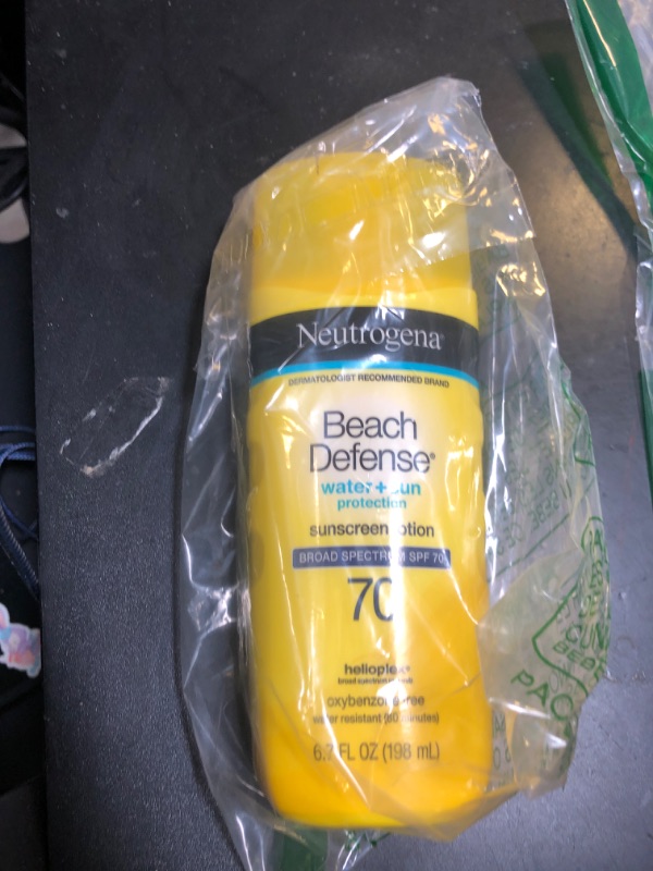 Photo 1 of Neutrogena Sunscreen Lotion Beach Defense SPF 70, Face and Body Sunscreen, Hawaii Reef Act 104 Compliant, Octinoxate & Oxybenzone Free, Oil Free, Fast Absorbing Sun Care, 6.7 fl oz
