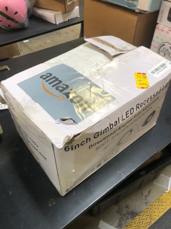 Photo 1 of 6-Inch Gimbal Recessed Light - 12W 90° Tilt & 360° Rotation, 1300lm, 5CCT (2700K-5000K), IC Rated LED Eyeball Recessed Lighting, for Sloped Ceilings, Soffit Light, Hallyway?Kitchens, White 6 Pack