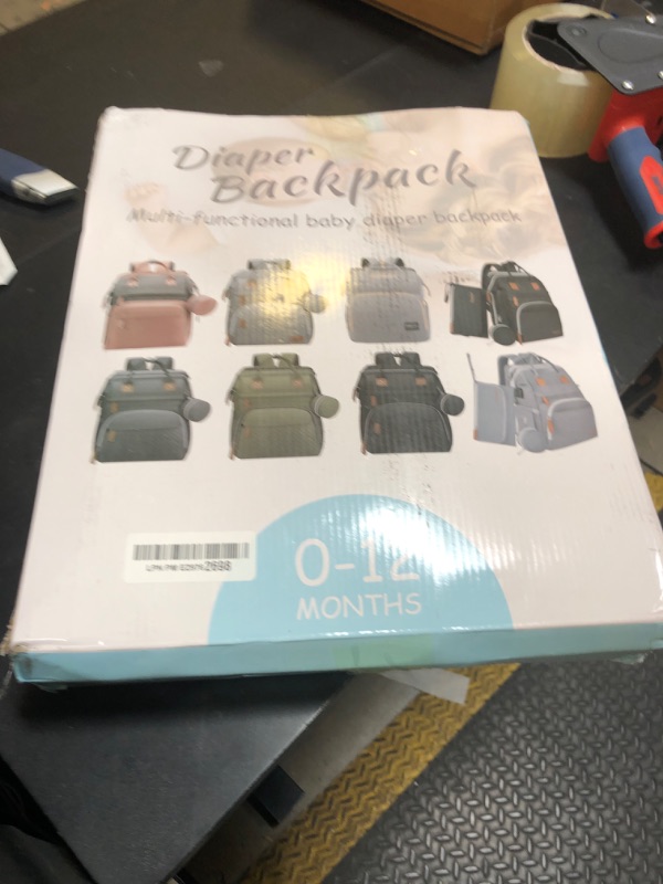Photo 1 of DERJUNSTAR Diaper Bag Backpack – Large Capacity Baby Diaper Bag with Changing Pad, Waterproof Travel Backpack for Boys & Girls, Multi-Function Baby Bag with USB Charging Port, Grey