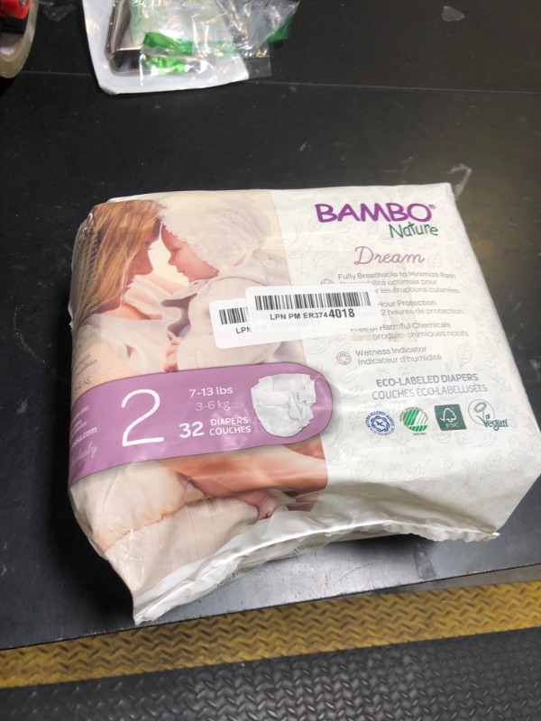 Photo 1 of Bambo Nature Hypoallergenic Baby Diapers, Eco-Labelled Sustainable Diapers, Enhanced Leakage Protection, Totally Chlorine-free, Skin Friendly, and Super Absorbent - Size 2 (32 Count)