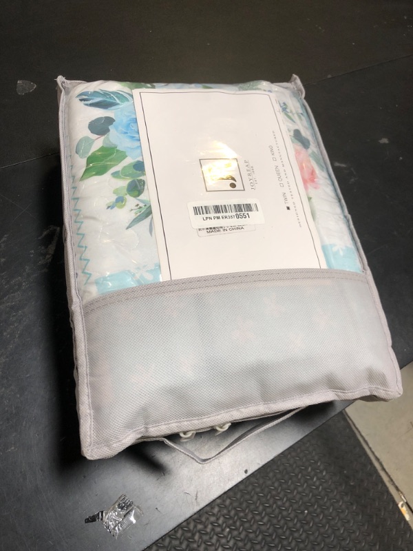 Photo 1 of Joyreap 2 Pieces Floral Patchwork Quilt Set Twin, Blue n White Flowers Design, Soft n Cozy Microfiber Quilt, Bedspread Bed Cover for All Season, 1 Quilt and 1 Pillow Sham- 68x86 inches