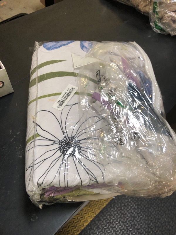 Photo 1 of WONGS BEDDING Purple Quilt Set King,3 Pieces Purple Blue Floral Bedspread Coverlet Set, Lightweight Spring Farmhouse Cute Botanical Quilts Bedding Set (104"x90")