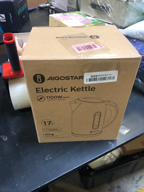 Photo 1 of Aigostar Electric Kettle, 1.7L Electric Tea Kettle with LED Illumination, Hot Water Kettle Electric for Tea and Hot Water, Fast Boiling Kettle with Auto-Shutoff & Boil-Dry Protection, BPA Free