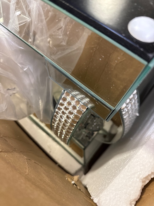 Photo 1 of Coaster Home Furnishings Amalia Square Mirrored Cocktail Living Room Sofa Coffee Table Glam Acrylic Crystal Legs with Bottom Shelf No Assembly Clear Mirror 722518