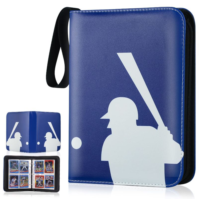 Photo 1 of Card Binder 4 Pocket , Trading Card Binder with Sleeves, Baseball Card Binder, Sports Card Binder Collectible Trading Card Albums Fits 400 Cards with 50 Removable Sleeves
