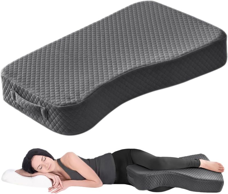 Photo 1 of Leg Pillow for Side Sleepers, Memory Foam Knee Pillow for Side Sleeping, Leg Elevation Pillow for Hip/Back/Sciatica Pain Relief Helps Spine Alignment -15"x25" (Grey, M)
